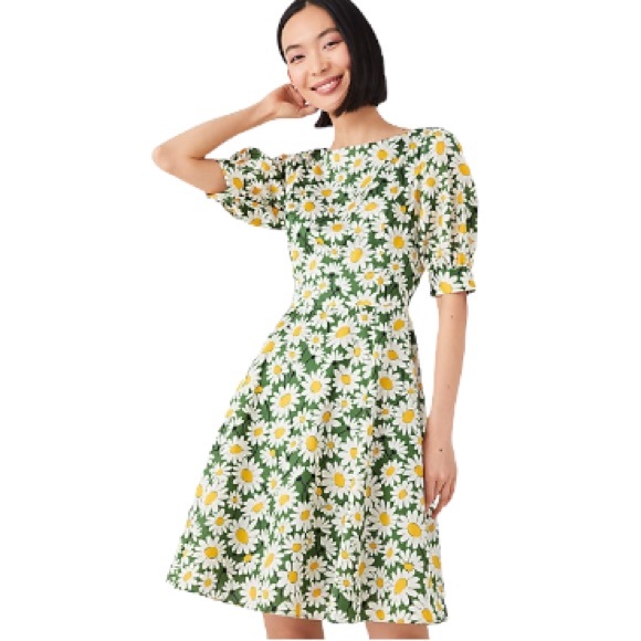 ♠️ 💃 Kate spade NY Women’s Kate Daisy Puff-Sleeve Dress, Courtyard - Picture 3 of 9
